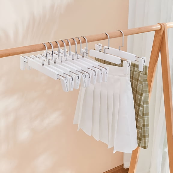 XIBUFE 2026 New Plastic Pants Hangers with Clips,Space-Saving Telescopic Skirt Hangers Organizer for Clothes Hangers Jeans Trousers