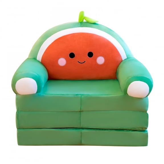 XIBUFE 2026 New Plush Foldable Kids Sofa Backrest Armchair 2 in 1 Foldable Children Sofa Cute Cartoon Lazy Sofa Children Flip Open Sofa Bed for Living Room Bedroom Without Liner Filler A Cushion