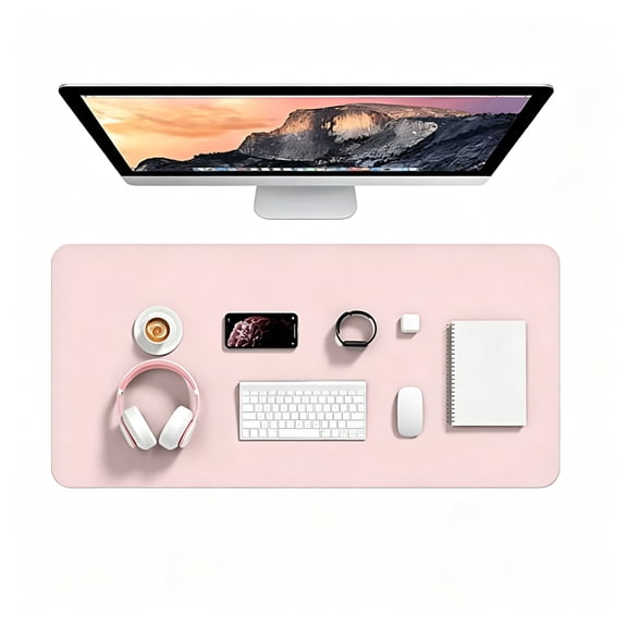 XIBUFE 2026 New Polyurethane Leather Mousepad Large Computer Desk Mat,Pink,1 Count,Computer Mat for Desk
