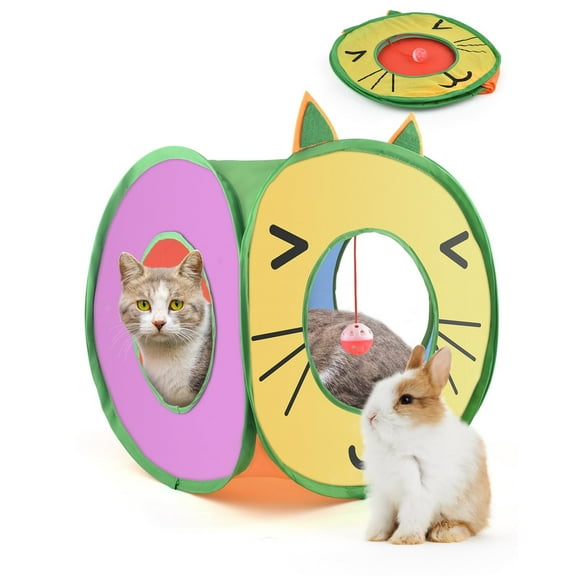 XIBUFE 2026 New Pop Up Cat Cube,Collapsible Cat Hideouts Play House Peek Too Cat Cave Tent with 3 Holes for Indoor Outdoor Kittens Cats Puppies Rabbits Hideaway Bed Toy