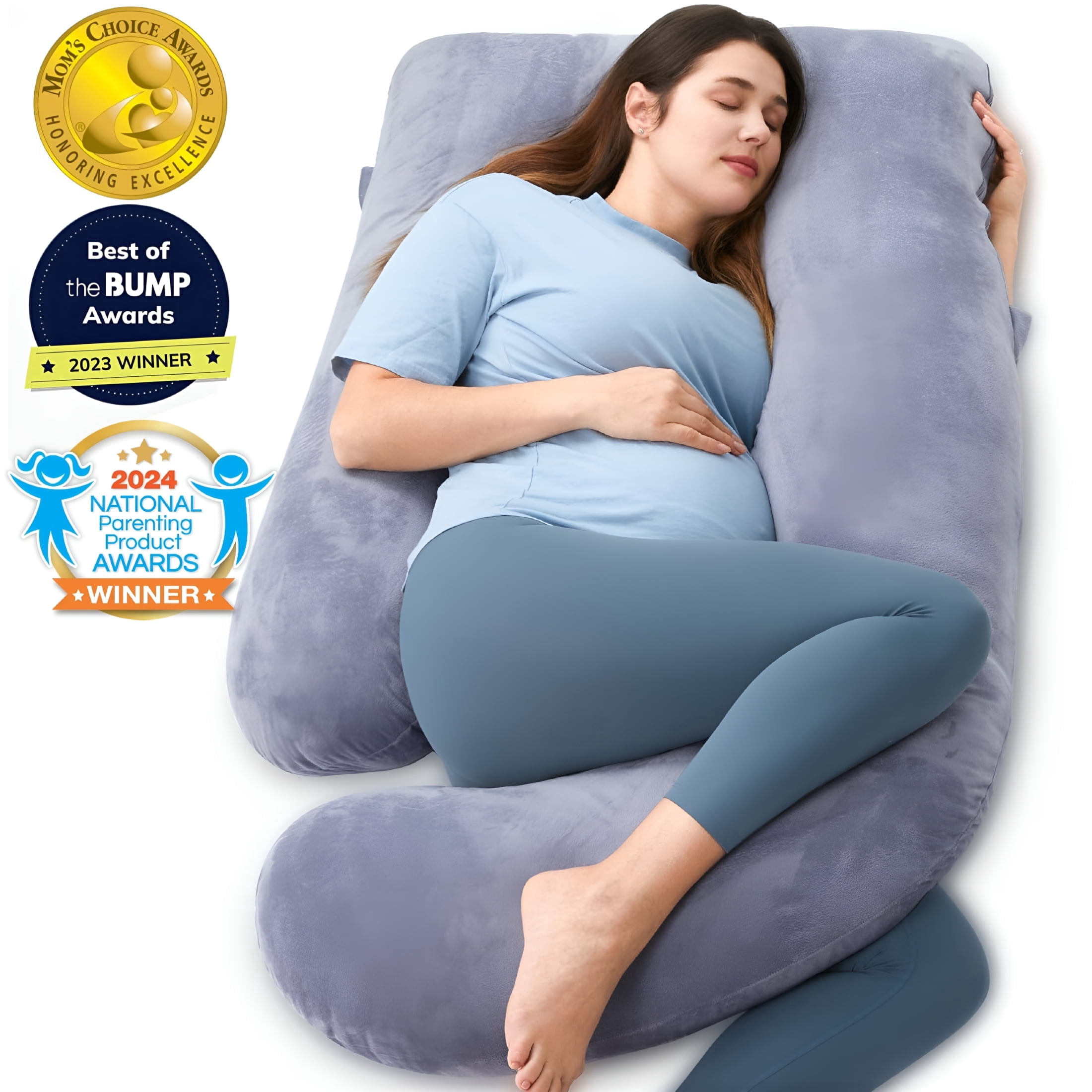 XIBUFE 2026 New Pregnancy Pillow,U Shaped Full Body Maternity Pillow for Sleeping with Removable Cover for Bedroom,Nursery,Living Room,Travel,57 Inch Grey