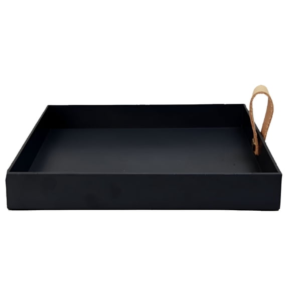 XIBUFE 2026 New Pu Leather Valet Tray,Large Mens Vanity Tray Desktop Storage Organizer Tray Serving Tray Decorative Dresser Perfume Tray for Table Countertop,Black