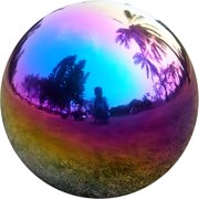 XIBUFE 7" Colorful Stainless Steel Gazing Ball for Garden, Window Display and Party Decor