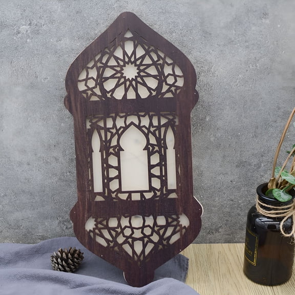 XIBUFE 2026 New Ramadan Decorations Brown Ramadan Eid Mubarak Wall Decor Hanging Wooden Moon Star Lantern Wall Art Living Room Bedroom Muslim Arabic Party Supplies Indoor Home Decor