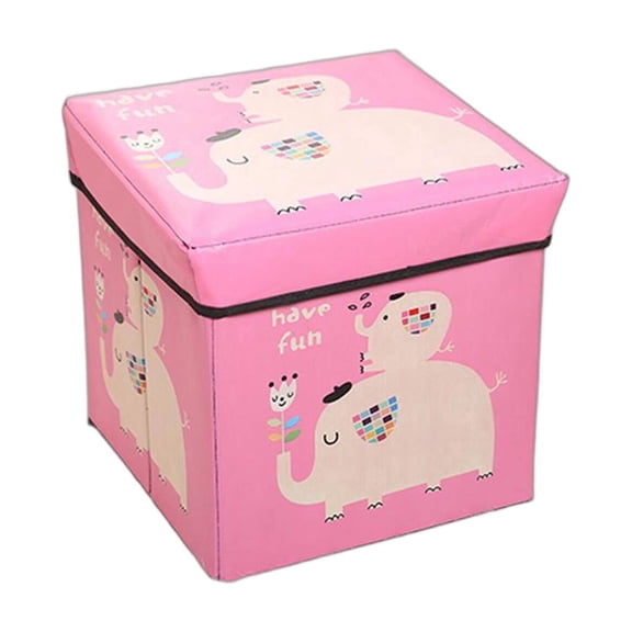 XIBUFE 2026 New Round Ottoman with Storage Creative Cartoon Design Foot Rest for Couch Added Fun Storage Ottoman Round for Living Room Kids Room Pink 303030Cm Non-Woven Fabrics