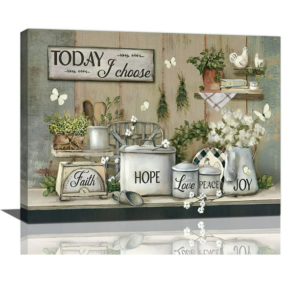 XIBUFE 2026 New Rustic Kitchen Wall Art Farmhouse Kitchen Pictures Wall Decor Country Kitchen Painting Prints Positive Quotes Framed Artwork Ready to Hang 12"X16"