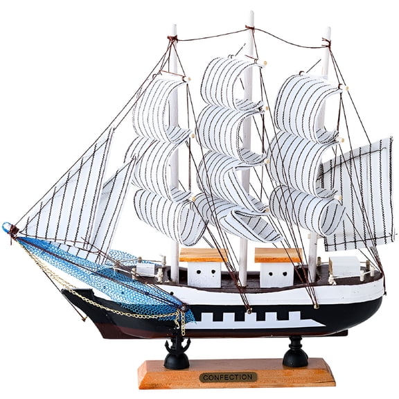 XIBUFE 2026 New Sailboat Model Ship Wooden Nautical Sailing Boat Decor Ornament Beach Decoration Figurine Miniature Models Decorations