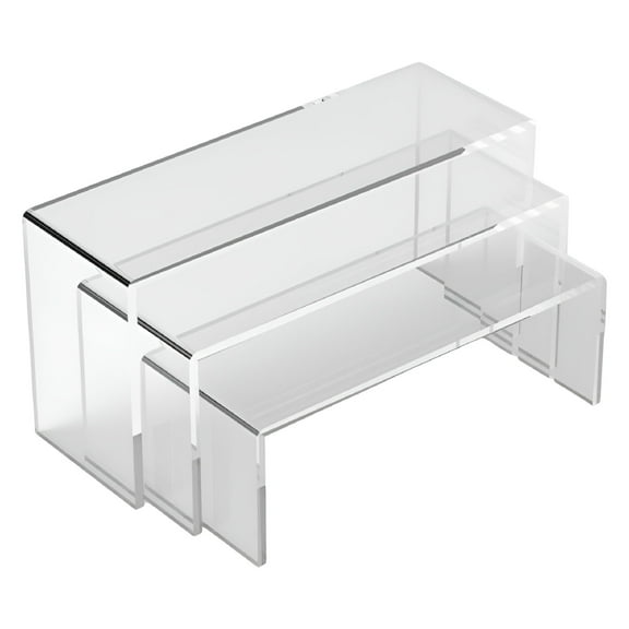 XIBUFE 2026 New Set of 3 Tiered Acrylic Stands,Organizer Display Riser Holder Display Shelf for Home,Store,Office Clear
