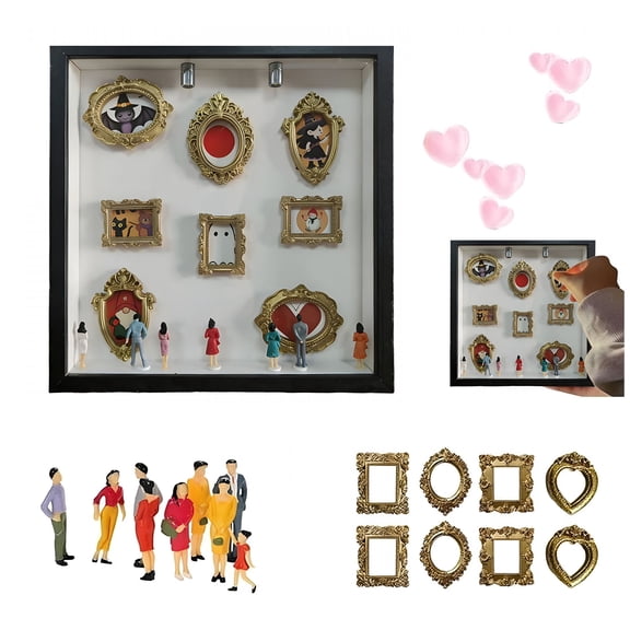 XIBUFE 2026 New Shadow Box,Diy Mini Museum Silhouette Box,Celebrate Your Unique Memories in Style,Shadow Box Frame Kit,Personalized Diy Photo Family (Black)