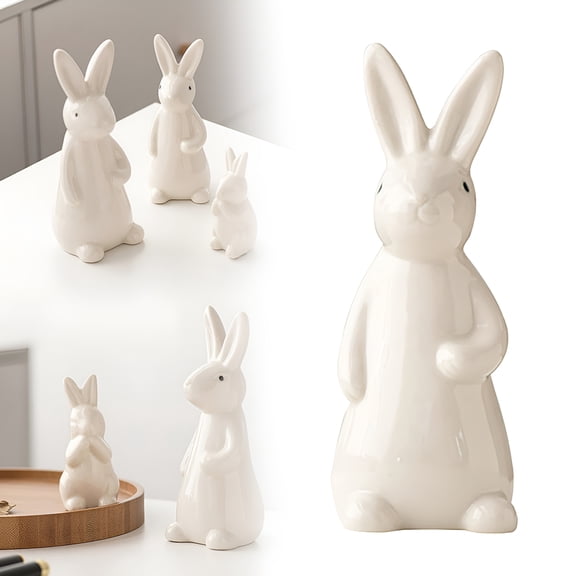 XIBUFE 2026 New Small Bunny Figurines Rabbit Decor for Home White Glass Bunny Rabbit Decoration Bunny Home Decor Bunnies for Living Room,Bedroom,Table,Desk,Shelf,Office