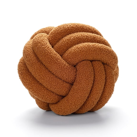 XIBUFE 2026 New Soft Knot Ball Pillow Handwoven Lamb Wool Decorative Throw Pillow Round Ball Shaped Cushion for Sofa and Bedroom Decor Brown for Living Room Bedroom Home Decor Cozy Seating Gift Ideas