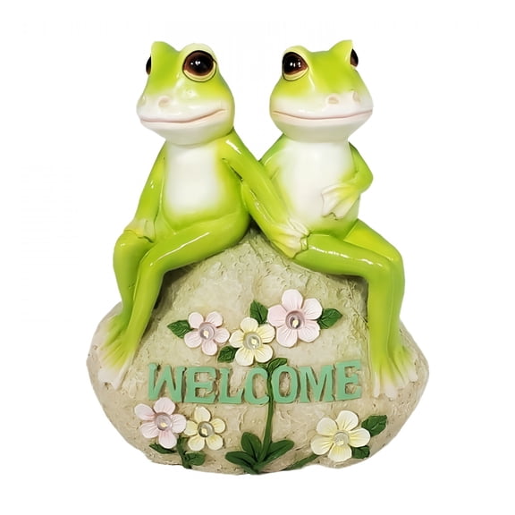 XIBUFE 2026 New Solar Powered Garden Frog Statue with 7 Led Lights,Decorative Figurine for Patio,Balcony,Or Yard,Unique Automatic Lighting Housewarming Gift Garden Statues