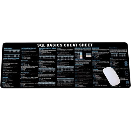 XIBUFE 2026 New Sql Cheat Sheet Desk Mat for Database Administrators, Analysts, and Programmers, Quick Key, Large Anti-Slip Keyboard Pad Mouse Mat Kmh for Office, Home, Study, Programming, It Work