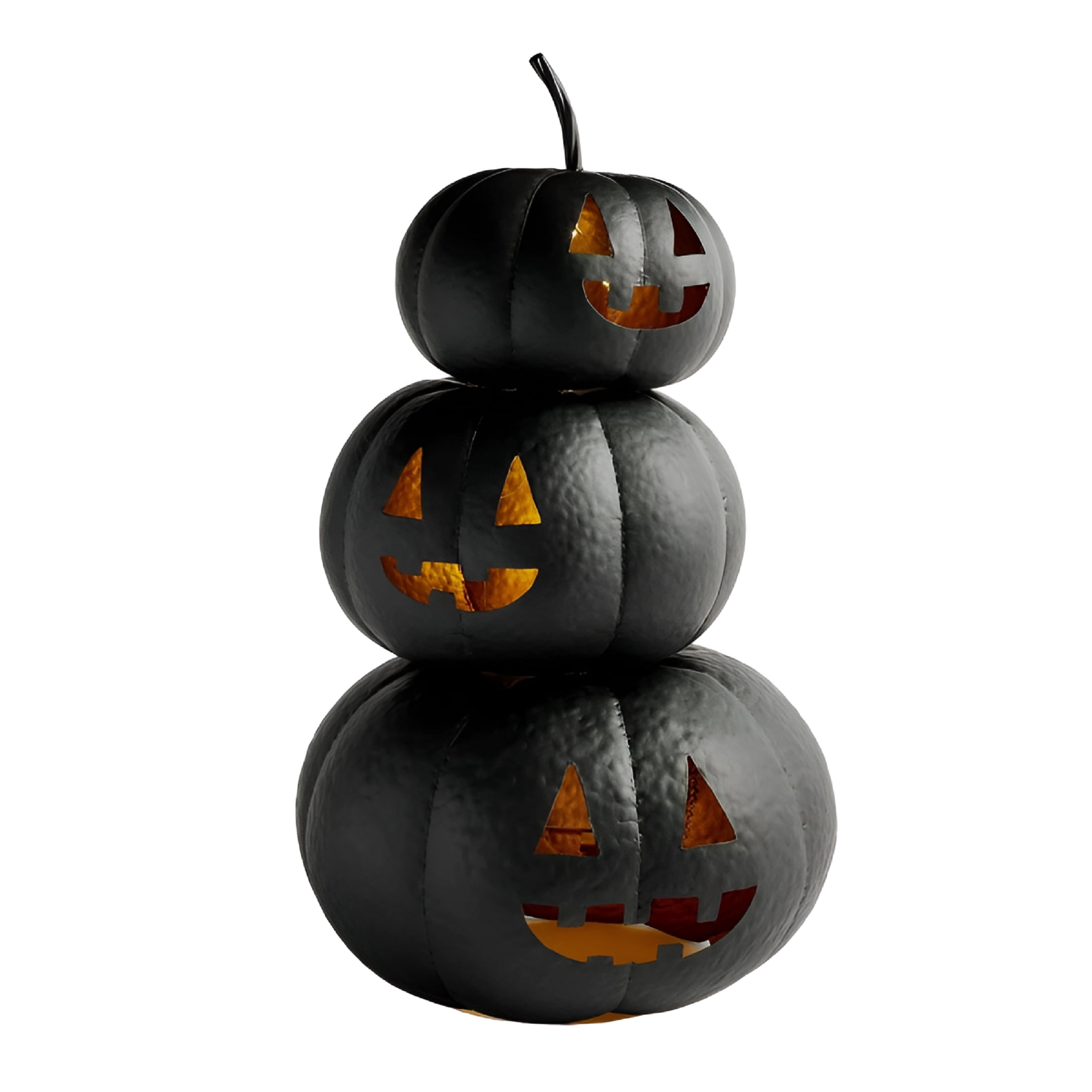 XIBUFE 2026 New Stacked Hammered Halloween Pumpkin – Black Metal