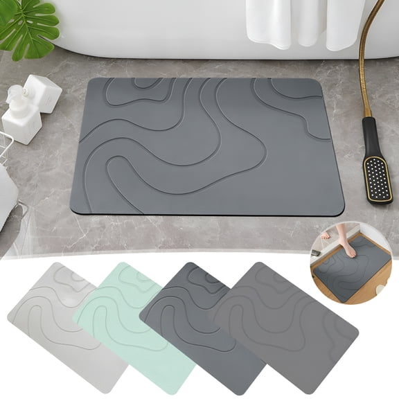 XIBUFE 2026 New Stone Bath Mat Diatomaceous Earth Shower Mat Non-Slip Super Absorbent Diatomite Stone Mats for Bathroom Floor Quick-Drying Easy Clean 15.4" X 23.6"