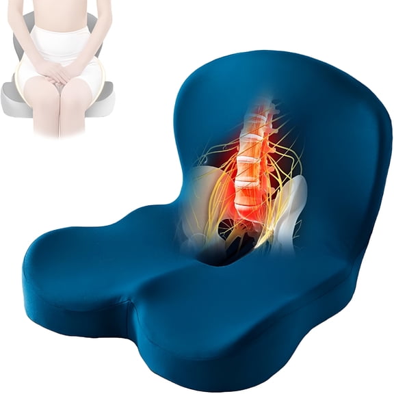 XIBUFE 2026 New Tailbone & Lower Back Pain Relief Cushion,Ergonomic Memory Foam Seat Cushion with Coccyx Cutout & L-Shaped Lumbar Support,Non-Slip Office Chair Cushion for Car,Truck,Wheelchair