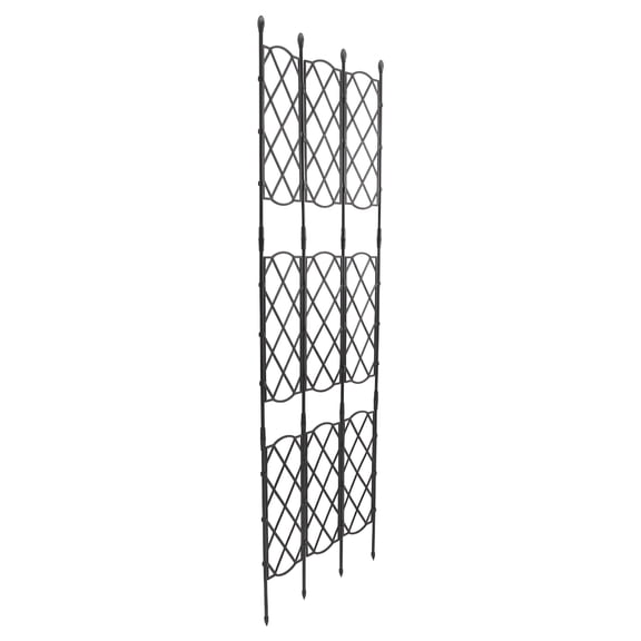 XIBUFE 2026 New Tall Garden Flower Trellis Decorative Garden Fence Wire Lattices Grid Panels 3 Black Panels Metal Folding Flower Bed for Vines, Climbing Plants, Garden Borders, Backyard, Patio