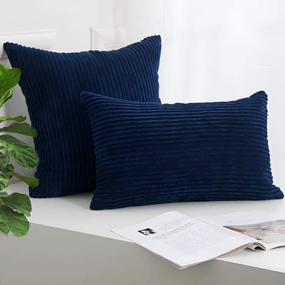 XIBUFE 2026 New Throw Pillows for Couch 20" X 20" Modern Contemporary Transitional Navy Blue Striped Polyester Throw Pillow ( 2 Count)