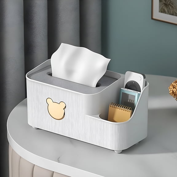 XIBUFE 2026 New Tissue Box,Plastic Paper Box,Living Room Storage,Desktop Organizer,Multifunctional Coffee Table Remote Control Holder