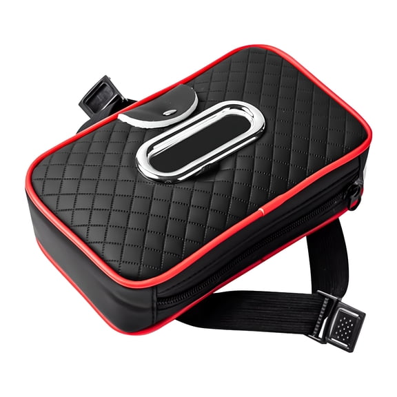 XIBUFE 2026 New Tissue Holder Car Armrest Napkin Box Backseat Tissue Organizer for Boat Rv Multipurpose Durable Pu Leather with Elastic Strap for Car,Truck,Suv,Van,Black and Red