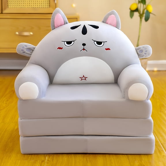 XIBUFE 2026 New Toddler Chair Plush Foldable Kids Sofa Backrest Armchair 2 in 1 Foldable Children Sofa Cute Cartoon Lazy Sofa Children Flip Open Sofa Bed for Living Room Bedroom