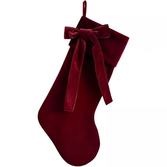 XIBUFE 2026 New Traditional Velvet Christmas Stockings with Gold Hangers for Fireplaces 19 Inches Festive Holiday Decoration for Family Traditions for Living Room,Mantel,Bedroom 2 Pcs