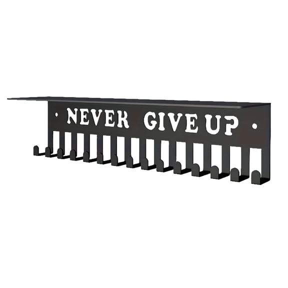 XIBUFE 2026 New Trophy and Medal Display Shelf 12Inchl,Metal Trophy Shelf with Hooks Upgraded,Large Bamboo Trophy Board Display,Sturdy Trophy Shelf with Hooks for Medals Metal Wall Mount Medals