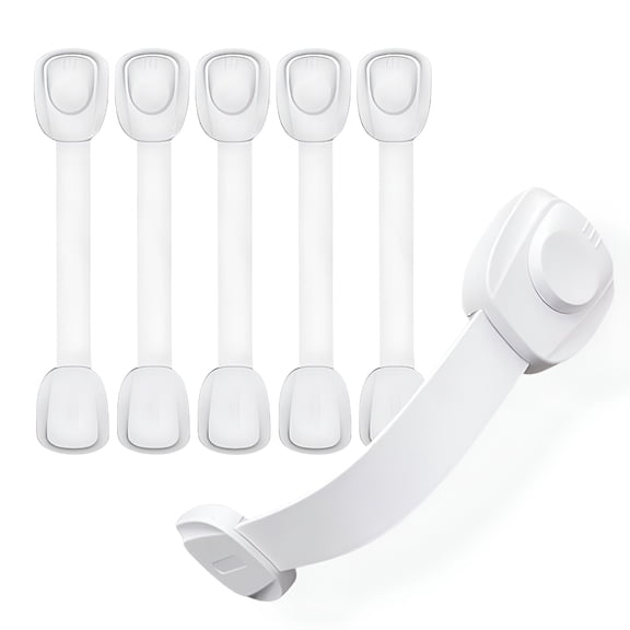 XIBUFE 2026 New Universal Child Safety Strap Locks for Cabinets,Drawers,Toilet,Fridge More,Child Safety Cabinet Locks for Home,Playroom,Kitchen,Bathroom 6 Pack,White