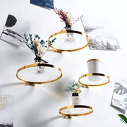 XIBUFE 2026 New Wall Mounted Gold Glass Floating Shelves Display Ledge Shelves,Bathroom Corner Shelf Simple Home Decor Shelf for Flowers Wall Shelves Decorative