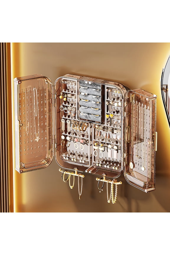 2026 New Wall Mounted Jewelry Organizer Hanging Box | Transparent Necklace Holder | Earring and Ring Storage Rack | No Punching | Decorative Display for Home