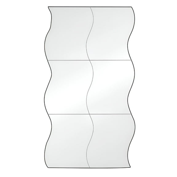 XIBUFE 2026 New Wavy Mirror Wall Stickers Decor,3D Art Diy Acrylic Mirror,Mirror Wavy Beveled Edge Frameless Bathroom Mirrors for Home Living Room Bedroom Sofa Tv Setting Wall Decor