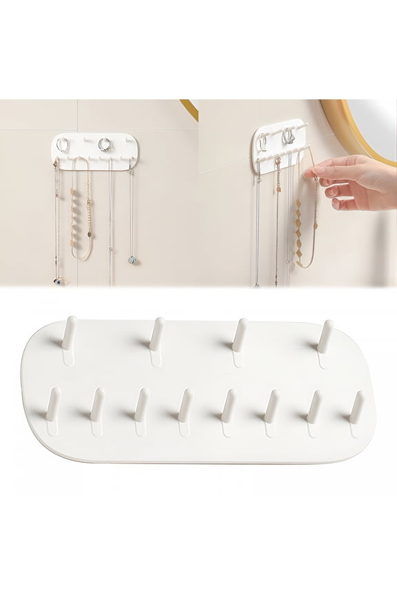 2026 New White Jewelry Necklace Holder Hanging Jewelry Organizer Storage Hook Wall Mounted Jewelry Display Rack Elegant Accessory Organizer for Necklaces Earrings and Bracelets