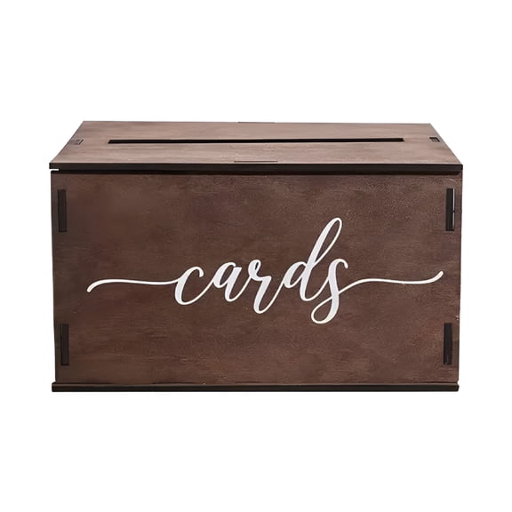 XIBUFE 2026 New Wooden Wedding Card Box Elegant Brown Decorative Box,Brown Box for Receptions Rustic Wood Finish,Wedding Card Holder Medium Brown Wooden Gift for Weddings,Receptions,Events