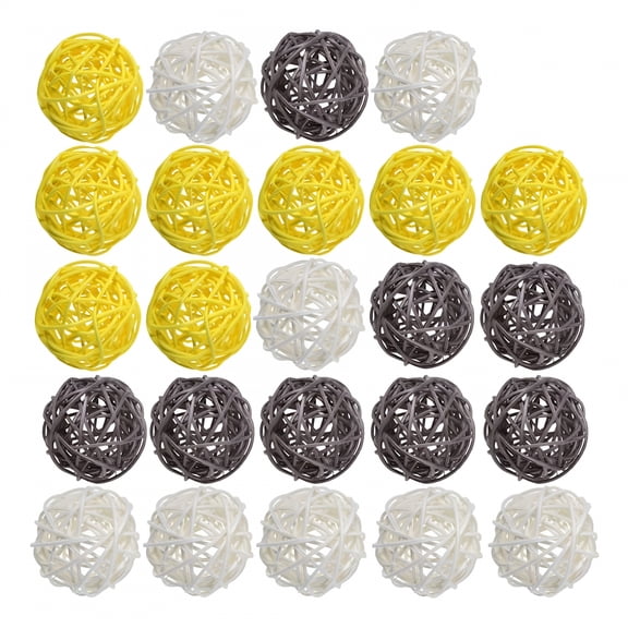 XIBUFE 24 Pcs 2 Inch Rattan Balls, Handmade Wicker Decorative Orbs for Vase Fillers, Table Centerpieces & Home Decor