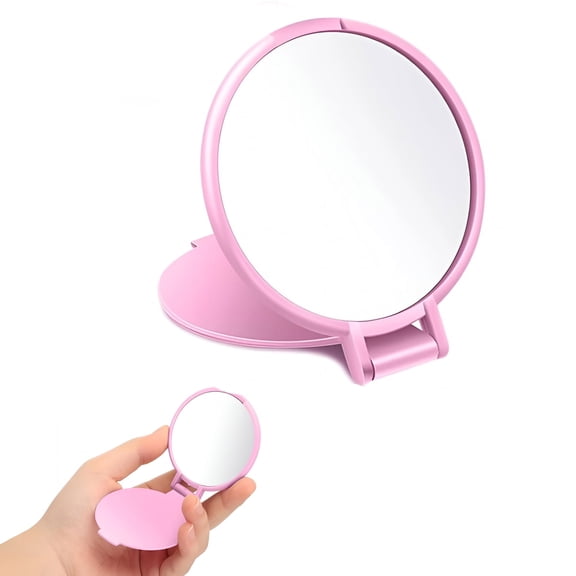 XIBUFE 24 Pieces Mini Compact Mirror Bulk Round Portable Makeup Mirror Folding Pocket Mirror for Women Girls Daily Use, 2.8 X 2.4 Inch (Pink)