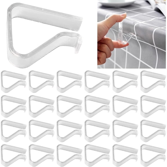 XIBUFE 24 Pieces Transparent Clear Tablecloth Clips,Plastic Table Cloth Clips,Windproof Table Cover Holder Clamps,Table Cloth Holder for Christmas Home Wedding Party Indoor Outdoor Camping Picnic