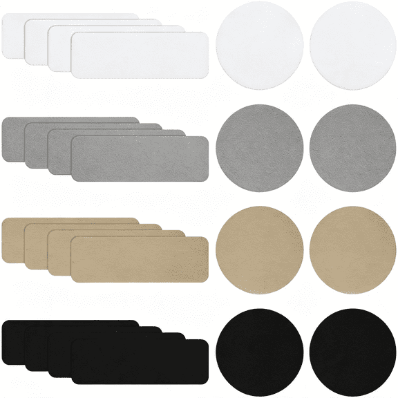 XIBUFE 24Pcs Shoe Patches for Holes, 4 Colors Shoe Repair Patch Rectangular Round|Self Adhesive Leather Shoe Heel Repair Patch Kit Waterproof Microfiber Leather Repair Patches for Sneakers, Boots