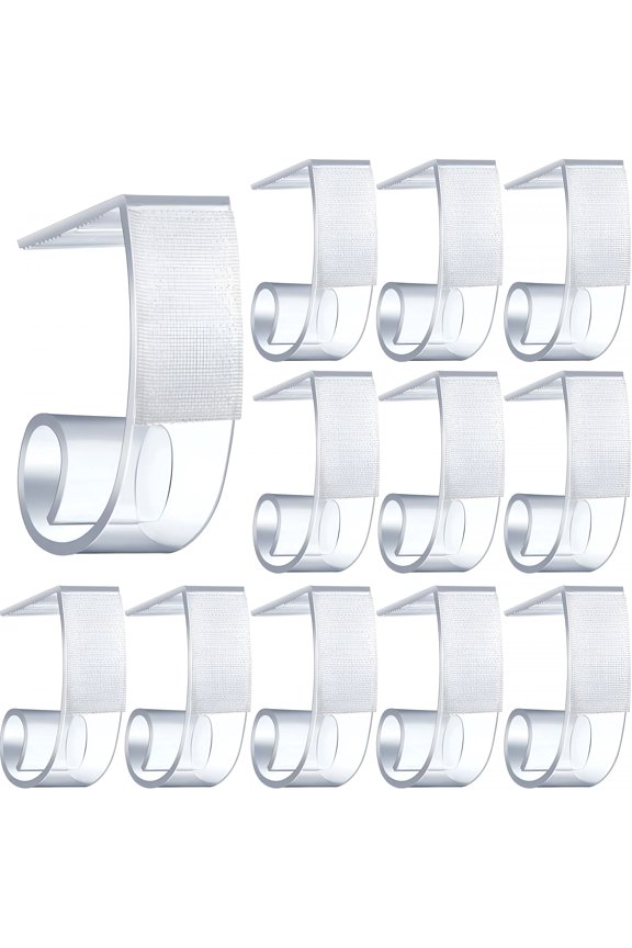 25 Pieces Table Skirting Clips Plastic Tablecloth Clips for Table 1.5-2 Inch with Hook and Loop for Meeting Party Indoor Outdoor Events