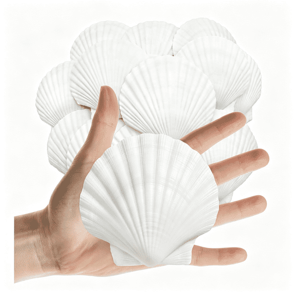 XIBUFE 25Pcs Sea Shells Scallop Shells Natural White Sea Shells for Diy Craft Crafting,Painting,Baking,Home Decor and Beaching Wedding Decoration(6-8Cm)Seashells Bulk