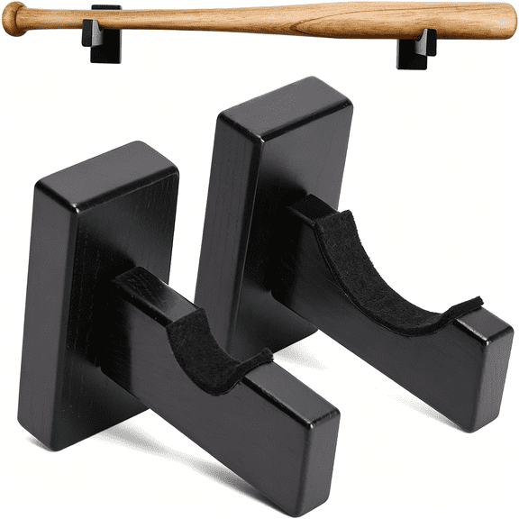 XIBUFE 2PCS Baseball Bat Display Case, Baseball Bat Hanger Holder, Wall Mount Baseball Bat Horizontal Rack, Baseball Bat Bracket - Black