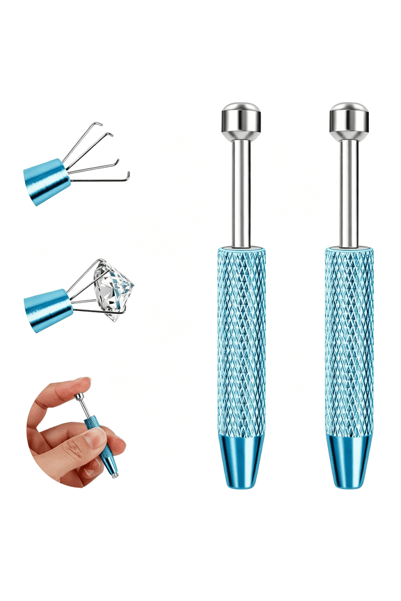 2Pcs Piercing Ball Grabber Tool for Changing Jewelry,Stianless Steel Flat Back Earring Applicator Internally Threaded Push Pin Piercing Grabber Tool,Anti Slip 4 Claw Gem Ball Grabber Tool
