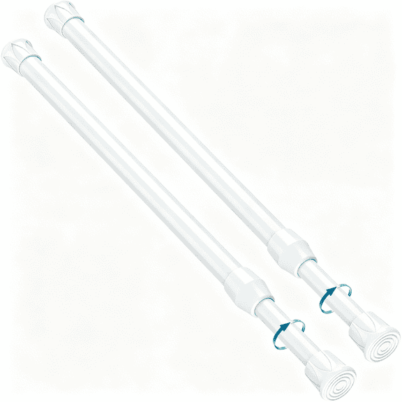 XIBUFE 2Pcs Small Tension Curtain Rod 11 to 19 Inch,White Short Curtain Rods No Drilling,Loaded Expandable Spring Curtain Rods for Windows,Kitchen,Closet,Cupboard,Door,Bookshelf