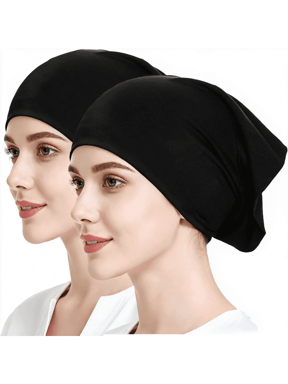 2Pcs under Scarf Hat Cap Islamic Muslim Hijab Headscarf Elastic Wide Headband Lightweight Hats Breathable Liner,Soft Hijab Undercap