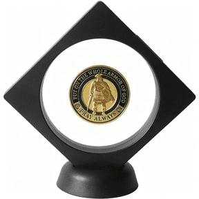 XIBUFE 3.6" Clear Display Stand,3D Floating Display Frame for Medallion Challenge Coin,Medal,Specimen,Stand Box,Jewelry Holder,Clear Challenge Coin Display Stand (Black)