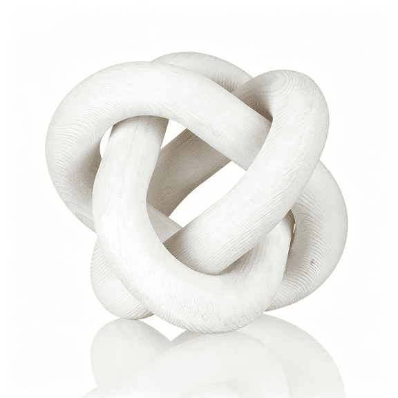 XIBUFE 3 Link Wood Knot Decor,Rustic Boho Chain Link Decoration,Hand Carved White Coffee Table Accent,Home Decor Living Room Shelf