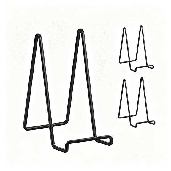 XIBUFE 3 Pack 8" Metal Plate Stands for Display,Plate Holder Pictures Frame Easel Display Stand,Tabletop Picture Stand,Iron Easels for Display Photo Frames,Plates,Vinyl Record,Book,SignBlack