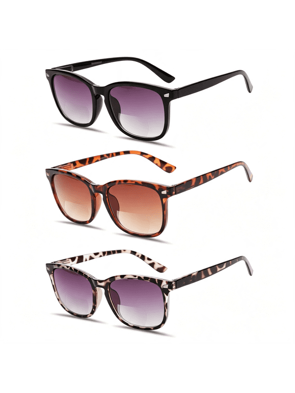 3 Pack Bifocal Reading Sunglasses for Women,Uv400 Protection Spring Hinge Sun Readers Glasses for Outdoor Sunglasses with Readers Built in