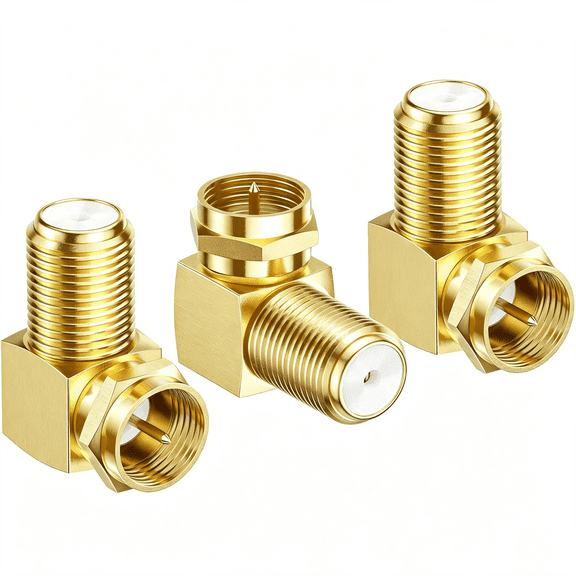 XIBUFE 3-Pack Gold-Plated F-Type Right Angle Rg6 Coaxial Adapter | 90 Degree, Male to Female Coaxial Connector, Coax Cable Connector Durable 90 Degree Coax Adapter