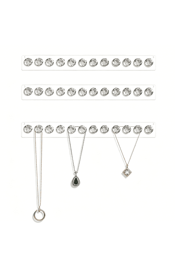 3 Pack Necklace Hangers Acrylic Necklaces Holder Wall Mounted Jewelry Organizer Hanging with 12 Diamond Shape Hooks, Gift for Girls Women