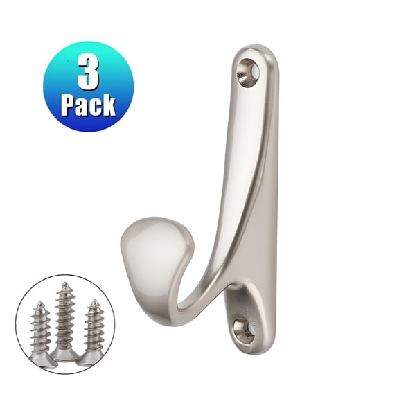 XIBUFE 3 Pack Robe Towel Hooks for Bathroom Kitchen, Sturdy Stainless Steel Hanging Wall Hooks Towel Hooks for Wall